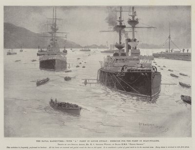 The Naval Manoeuvres, with A Fleet in Lough Swilly, Exercise for the Fleet in Boat-Pulling by Henry Charles Seppings Wright